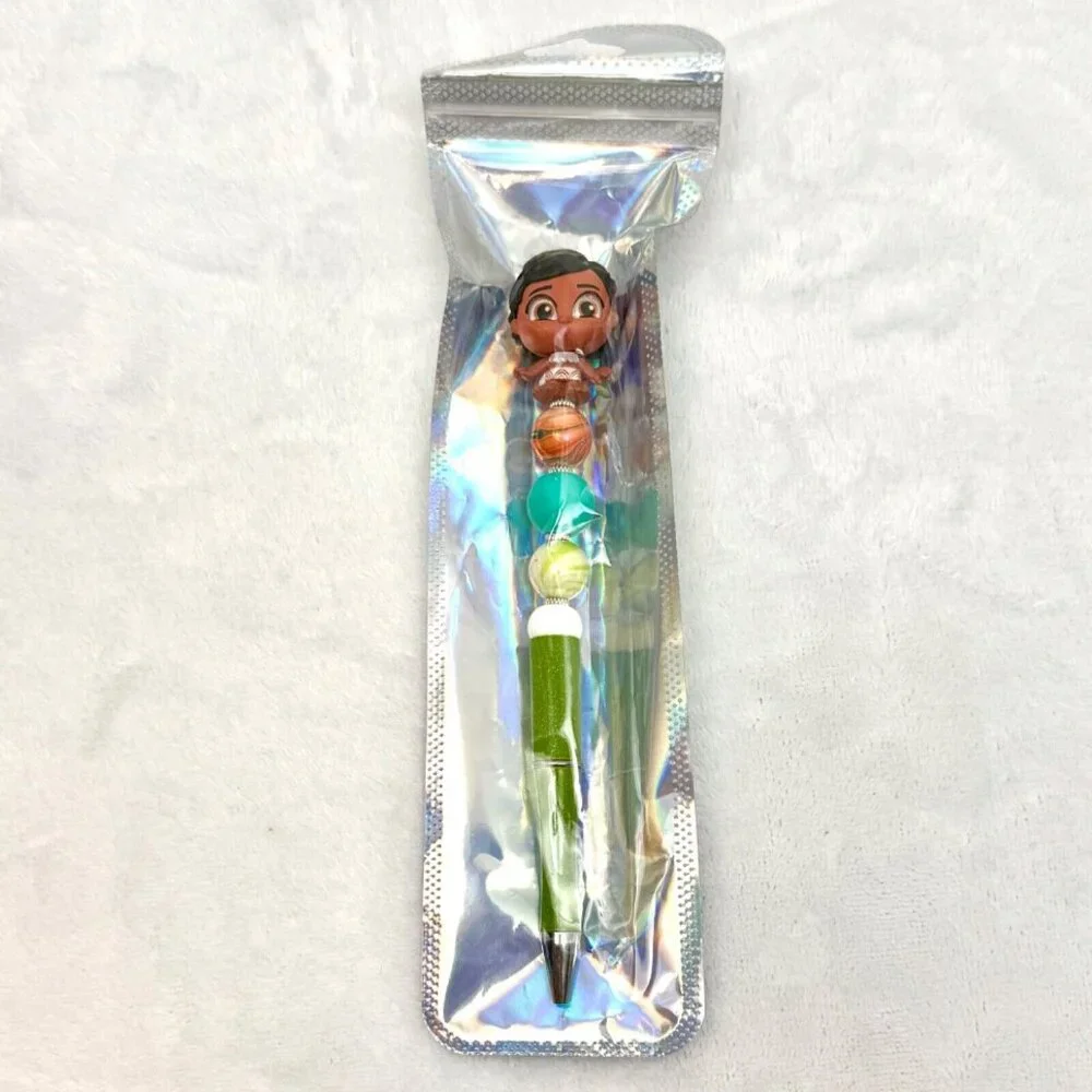 2 (Two) Disney Beaded Writing Pens Moana And Black & White Minnie Mouse